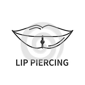 Lip piercing mouth barbell ring jewelry icon