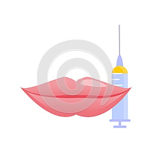 Lip plumping augmentation with filler injection illustration