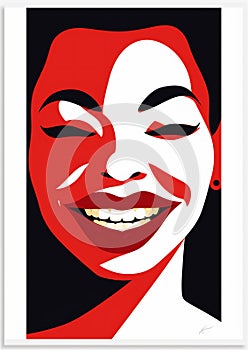 lip woman poster toothpaste teeth red pop illustration love lipstick fashion. Generative AI.