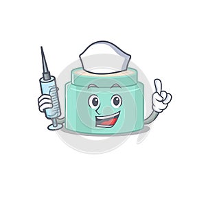 Lipbalm humble nurse mascot design with a syringe