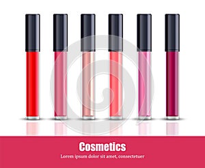 Lipgloss beauty collection icons template vector