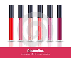 Lipgloss beauty collection icons template vector photo