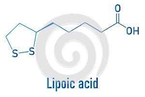 Lipoic acid enzyme cofactor molecule. Present in many nutritional supplements. Skeletal formula.