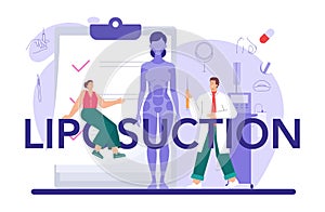 Liposuction typographic header. Plastic surgery concept. Idea of modern