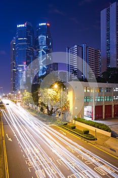 Lippo Centre and traffic at Cotton Tree Drive in Admiralty district, Hong Kong