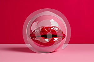 lips augmentation concept, lips makeup. Decorative ceramic red lips.