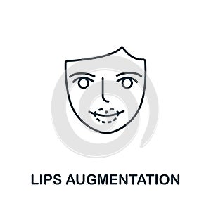 Lips Augmentation icon from plastic surgery collection. Simple line element Lips Augmentation symbol for templates, web design and