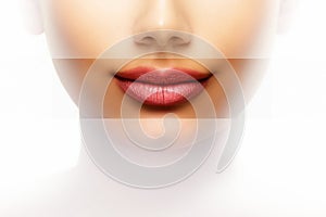 Lips beauty care concept of woman with perfect mouth