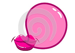 Lips blowing a bubblegum bubble. Vector illustration photo