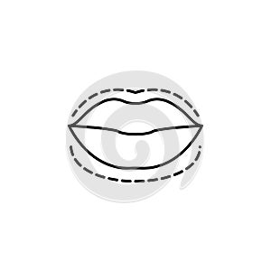 Lips botox enlarge augment icon. Element of beauty and anti aging icon for mobile concept and web apps. Thin line Lips botox enla