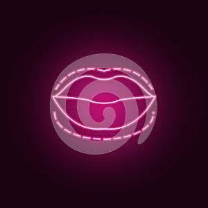 Lips botox enlarge augment icon. Elements of anti agies in neon style icons. Simple icon for websites, web design, mobile app,