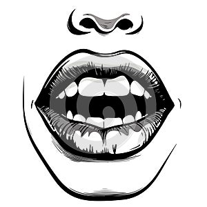 Lips hand drawn illustration.