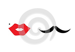 Lips, heart, mustache