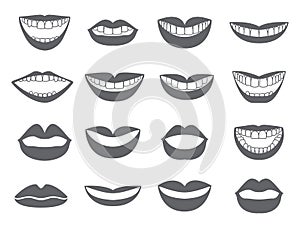 Lips icon. Set of silhouettes lips-vector.