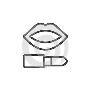 Lips makeup pomade line outline icon