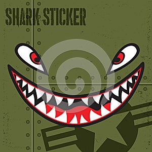 Flying Tiger Shark Mouth Sticker Vinyl Smile Vector illustrator