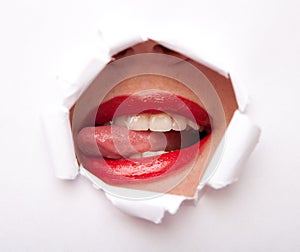 Lips from paper hole