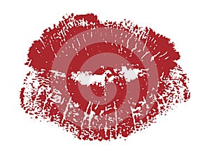 Lips, red lipstick kiss. Vector illustration