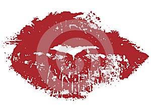 Lips, red lipstick kiss. Vector illustration