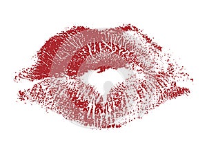 Lips, red lipstick kiss. Vector illustration