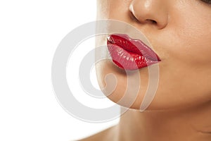 Lips with red lipstick