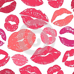 Lips seamless pattern. Colourful womans lips design for fashion cloth and wrapping paper, world kissing and valentines