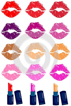 Lips with shade of colour and lipsticks