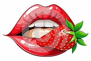 lips with strawberry