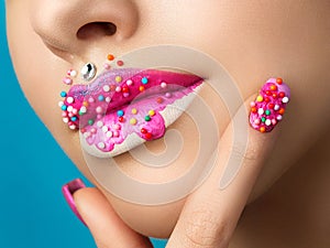 Lips with sweet donut makeup