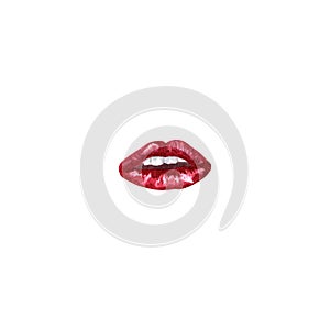 Lips watercolor red love illustration isolated object on a white background smile. For printing onto fabric or print, pattern