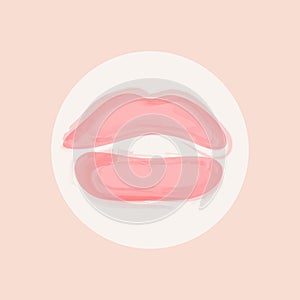 Lips with Watercolor texture. Isolated element for your design, highlights.