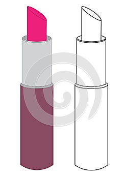 Lipstick. Coloring page. Vector illustration.