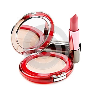 Lipstick and compact powder