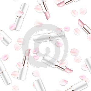 Lipstick cosmetics vector seamless illustration background