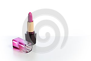 Lipstick girl cosmetic beauty on white background