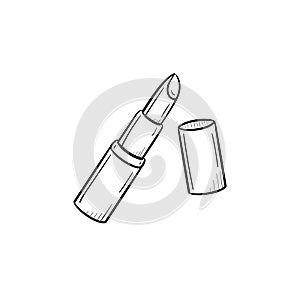 Lipstick hand drawn sketch icon.