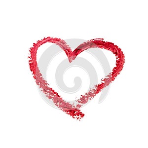 Lipstick heart icon for decoration design. Red Hand drawing Love shape. Holiday element. Valentine day. Romantic wedding