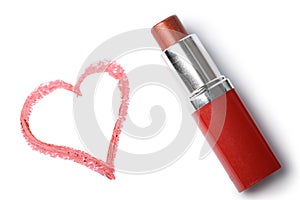 Lipstick and heart isolated