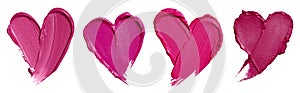 Lipstick Heart Swatches Set on White Background