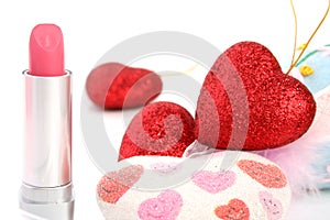 Lipstick and hearts