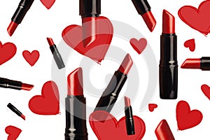 Lipstick and hearts collage