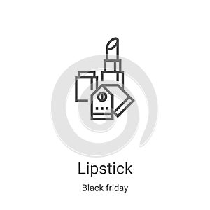 lipstick icon vector from black friday collection. Thin line lipstick outline icon vector illustration. Linear symbol for use on