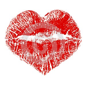 Lipstick kiss in heart shape