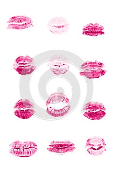 Lipstick kiss isolated on white background