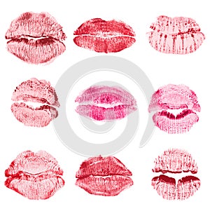 Lipstick kiss isolated on white background