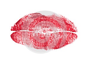 Lipstick kiss isolated on white background