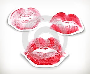 Lipstick kiss in red and pink
