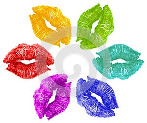 Lipstick kisses in color