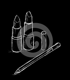 Lipstick and lip pencil - a graphic image