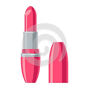 Lipstick for make up. Illustration of object on white background in flat design style